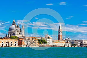 View from the sea to Venice in summer day, Italia photo