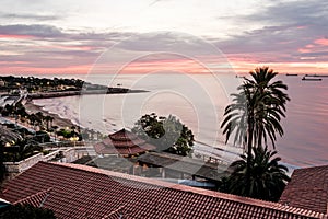 view of sea under cloudy sky in sunset in Tarragona, Spain