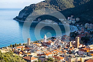 View of sea village of Noli, Savona, Italy