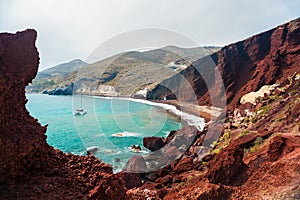 View of the seacoast and the Red beach