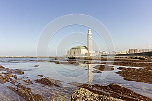View on seafront of Grande MosquÃÂ©e Hassan II in Casablanca photo