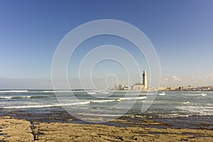 View on seafront of Grande MosquÃÂ©e Hassan II in Casablanca photo