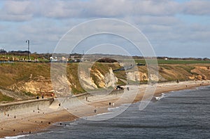 View of Seaham beach and cliffs, County Durham