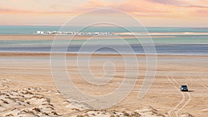 View of sealine beach in Qatar from top of a dune