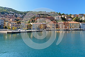 View of seaport town Porto Santo Stefano in Monte Argentario. Tuscany. Italy