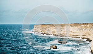 View of the seascape at Cape Tarkhankut in the Crimea. photo