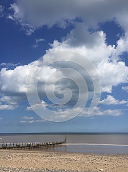 View of seaside in Hornsea, Yorkshire, Great Britain