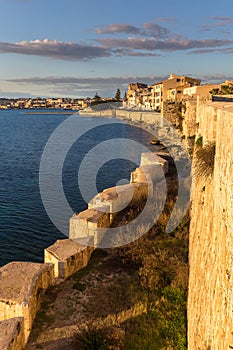 View of the seaside promenade from the Maniace Castle on the Island of Otrygia, Syracuse