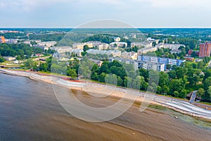 View of the seaside promenade in Sillamae in Estonia