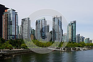 A view of Seawall Water Walk, Vancouver, Canada from the water