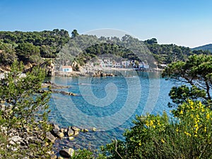 View of secluded cove S`Alguer near Palamos, Catalonia