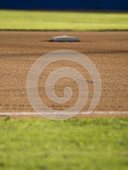 View of the second base of a baseball field