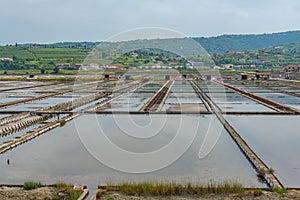 View of the Secovje Saltpans Nature Park in Slovenia