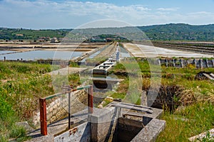 View of the Secovje Saltpans Nature Park in Slovenia