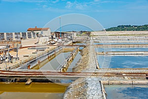 View of the Secovje Saltpans Nature Park in Slovenia