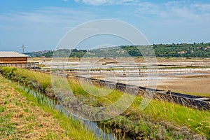 View of the Secovje Saltpans Nature Park in Slovenia