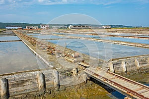 View of the Secovje Saltpans Nature Park in Slovenia