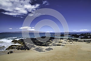 View from Secret beach on Maui out to Kaho`olawe andMololkini