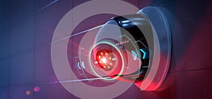 Security camera targeting a detected intrusion - 3d renderinga