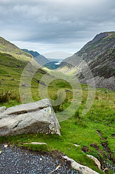A view seen from the PYG track up to Snowdon mountain photo