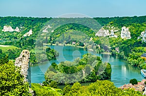 View of the Seine River at Les Andelys in Normandy, France