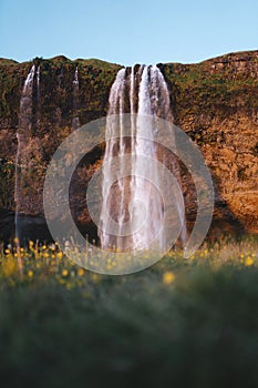 View of Seljalandsfoss waterfall in Iceland