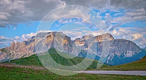View of Sella group mountains, Dolomites, Italy