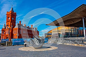 View of the Senedd in Cardiff, Wales