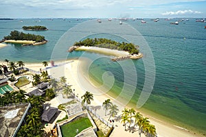 View of sentosa island beaches from Palawan beach