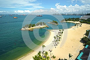 View of sentosa island beaches from Palawan beach aerial