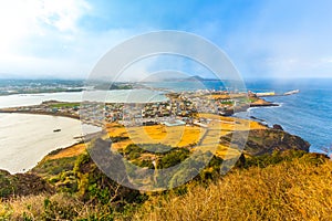 View from Seongsan Ilchulbong moutain in Jeju Island, South Korea