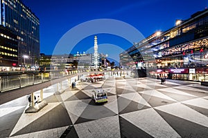 View of Sergels Torg at night, in Norrmalm, Stockholm, Sweden.