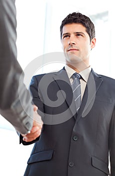 View of a serious businessman concluding a deal