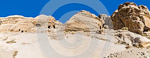 A view of several cave dwellings close to the ancient city of Petra, Jordan