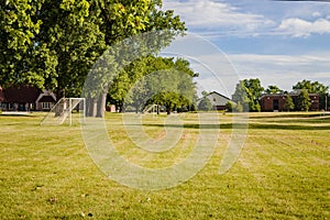 View of several youth soccer fields in a city park