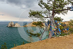 View of Shaman Rock. Lake Baikal. Olkhon Island. Russia