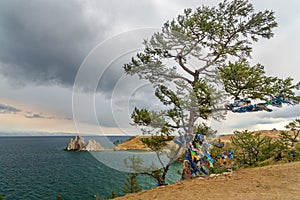 View of Shaman Rock. Lake Baikal. Olkhon Island. Russia