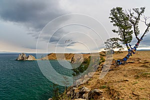 View of Shaman Rock. Lake Baikal. Olkhon Island. Russia