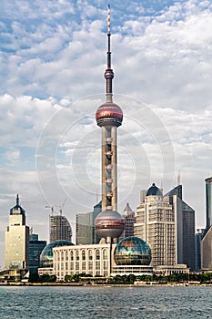 View of shanghai skyline with huangpu river. Shanghai skyline with modern urban skyscrapers, China.