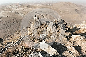 The view from the sharp volcanic rocks on the city of Kabul