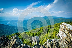 View of the Shenandoah Valley and Blue Ridge from Hawksbill Summit, in Shenandoah National Park, Virginia. photo