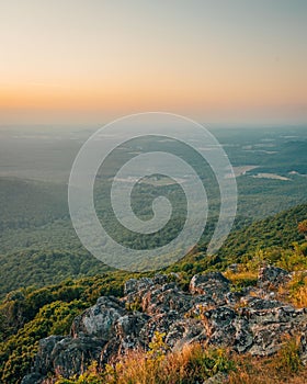 View of the Shenandoah Valley at sunset, from the Blue Ridge Parkway in Virginia