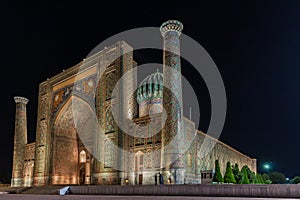 View of Sher-Dor Madrasah in Samarkand, Uzbekistan