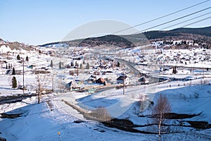 View of Sheregesh urban-type settlement in Siberia.