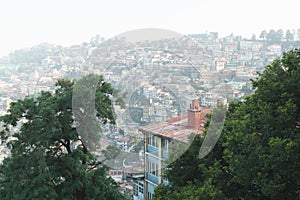 View of Shimla city in Indian Himalayas