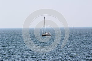 View on a ship on the northern sea at the northern sea island juist germany