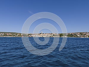The view from the ship over the island of Krk in Croatia