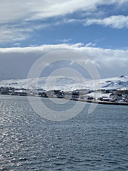 view from the ship to the coast of the Batsfjord