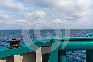 View from ship or vessel deck to open sea - beautiful seascape