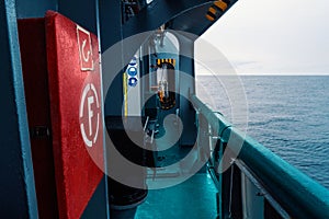 View from ship or vessel deck to open sea - beautiful seascape